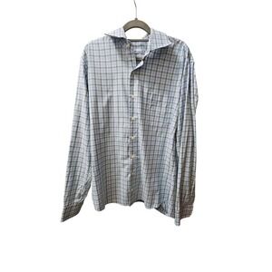 100% Cotton Peter Millar L Plaid Long Sleeve Button Up Shirt Blue Green Co